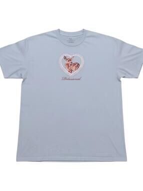 Isaac Morris L Blue Delusional Deer Fawn Heart Graphic Tee Coquette Streetwear
